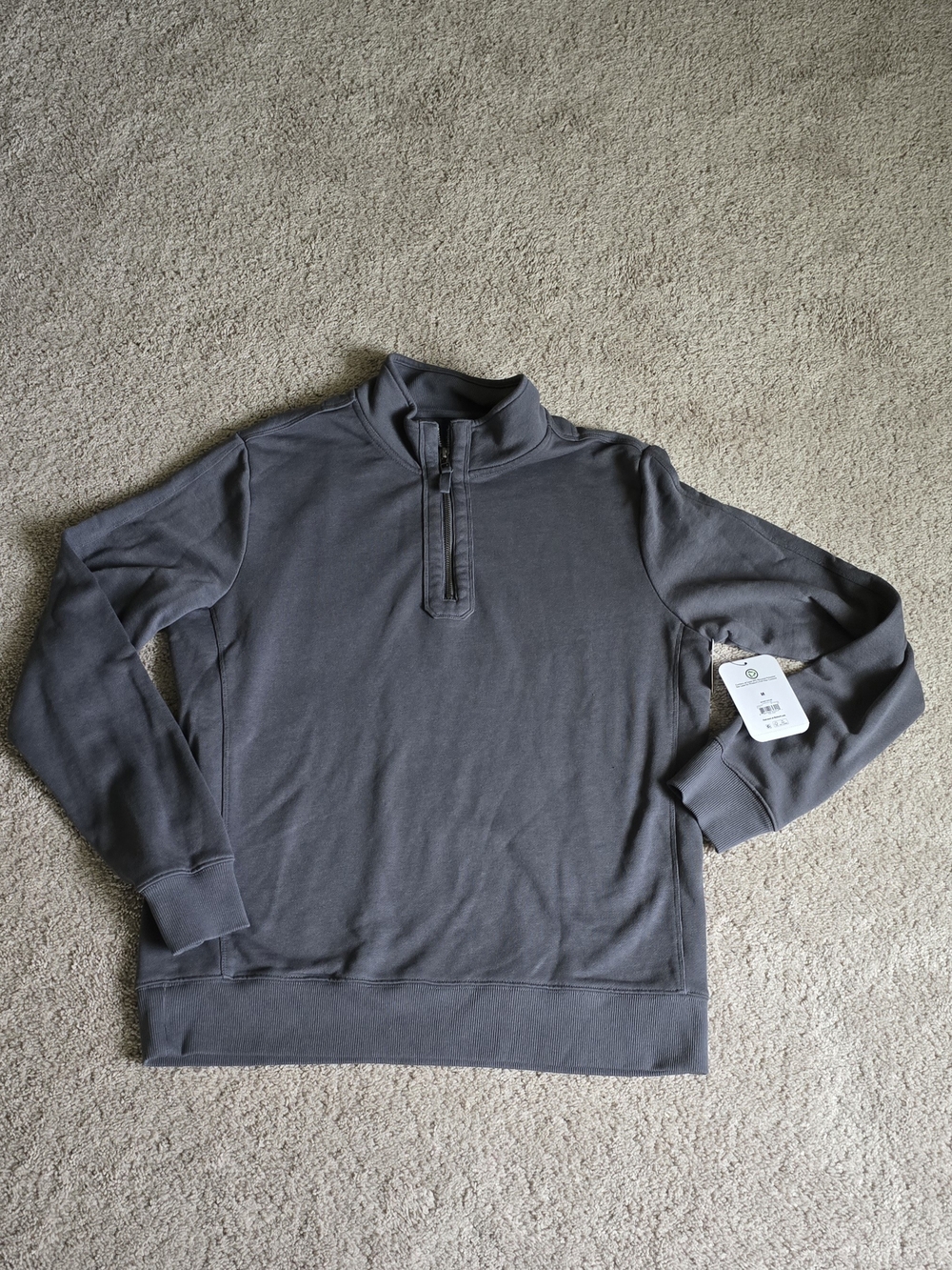 George Men’s Grey Knit Terry Quarter-Zip Pullover Sweater Medium